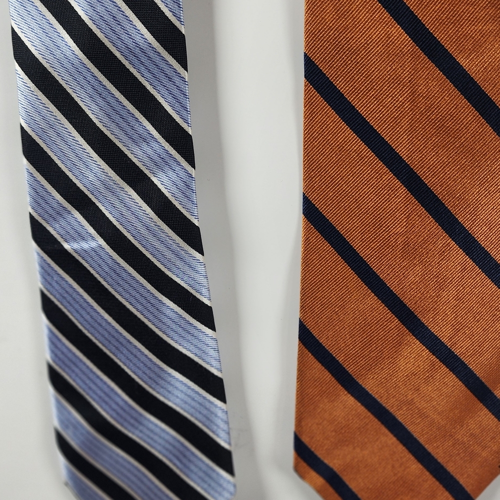 Tommy Hilfiger Striped Silk Ties in‎ Light Blue, Black & Rust
